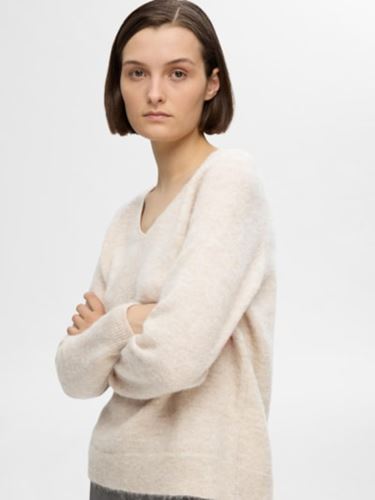 Tröja - Slflulu new knit v-neck –  Birch/melange