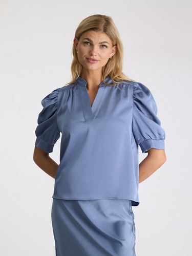 Blusar/Skjortor - Roella Heavy Sateen Blouse – Smoke blue