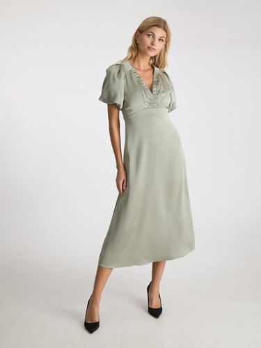 Klänningar - Illana heavy sateen dress – Smoke green