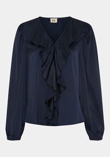 Blusar/Skjortor - Steff flounce blouse – Navy