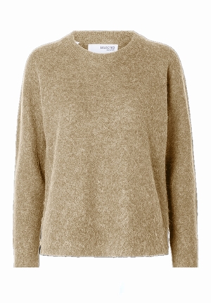 Tröjor/Koftor - Slflulu knit o-neck – Sepia Tint/Melange