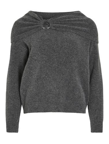 Toppar - Vikenya off shoulder knit top – Dark grey melange