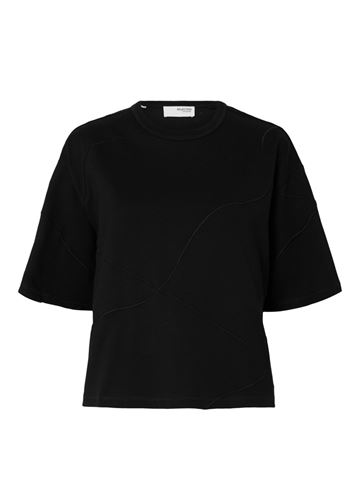 Toppar - Slfpenny embroidered tee – Black/black ember