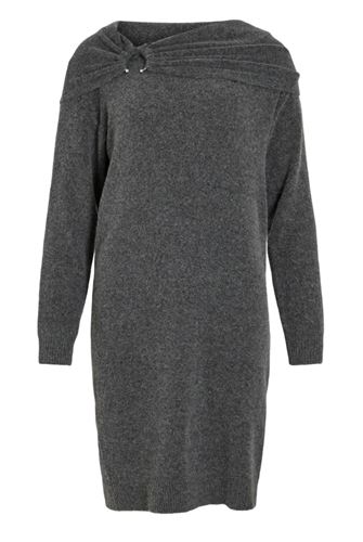 Klänningar - Vikenya off shouldershort knit dress – Dark grey melange