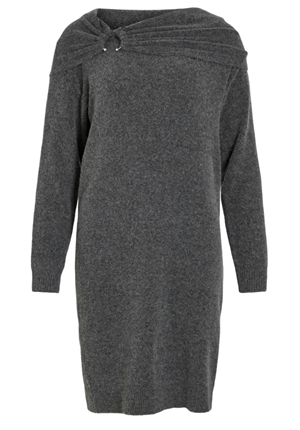 Klänningar - Vikenya off shouldershort knit dress – Dark grey melange