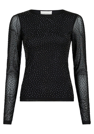 Toppar - Basira Stone Mesh Blouse – Black