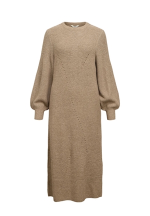 Klänningar - Objditte knit midi dress – Desert taupe/melange