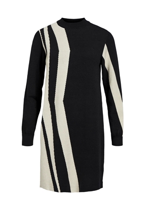 Klänningar - Objray knit dress aop – Black/sandshell