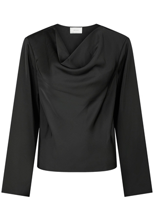 Blusar/skjortor - Vallista Soft Satin Blouse – Black