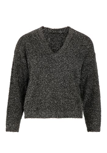 Tröjor/koftor - Vicaso v-neck glitter knit top – Black beauty/silver