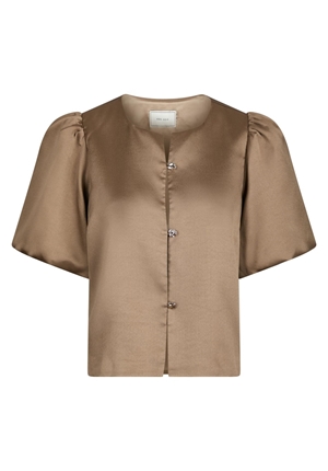 Blusar/skjortor - Aisa dull satin blouse – Dark taupe