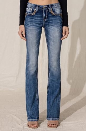 Byxor - Falling leaves bootcut jeans – Blue