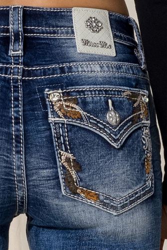 Byxor - Falling leaves bootcut jeans – Blue