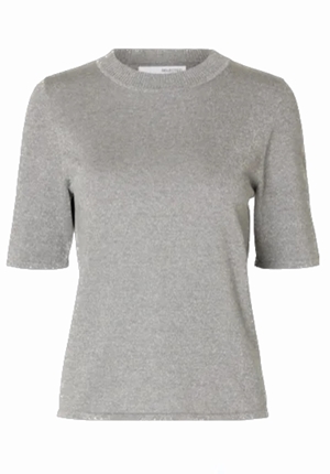 Toppar - Slflura lurex knit o-neck – Medium grey