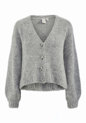 Tröjor/Koftor - Yasvigga knit cardigan – medium grey melange