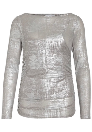 Toppar - VISILVERA BOATNECK L/S TOP - SILVER