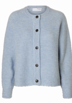 Tröjor/Koftor - Slflulu knit short cardigan – Cashmere blue