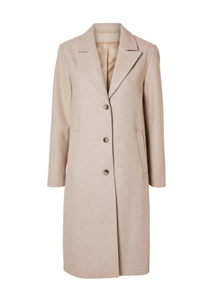 Kavajer/ytterplagg - Slfnew Alma Wool Coat – Sandshell/Melange