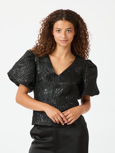 Blusar/skjortor - Camia Metallic Brocade Blouse – Black