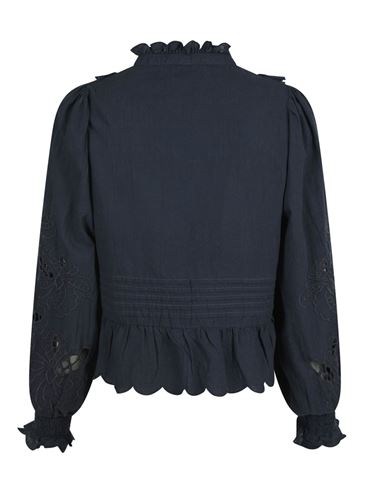 Blusar/Skjortor - Petrine Embroidery blouse – Navy