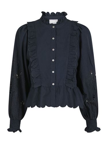 Blusar/Skjortor - Petrine Embroidery blouse – Navy