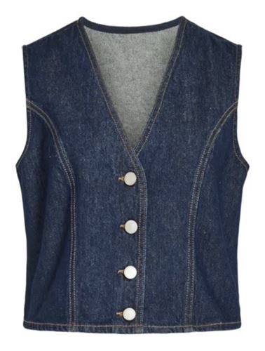 Toppar - VICREEK S/L DENIM VEST DBD – DARK BLUE DENIM