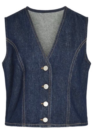 Toppar - VICREEK S/L DENIM VEST DBD – DARK BLUE DENIM